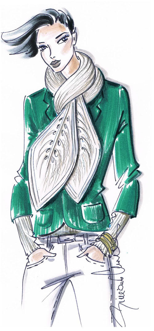 sciarpa foglia - schema maglia