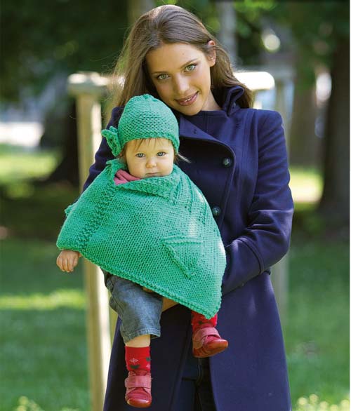 poncho con berretto baby - schema maglia
