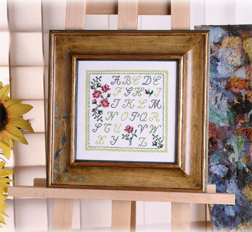 sampler con rose antiche - schema punto croce