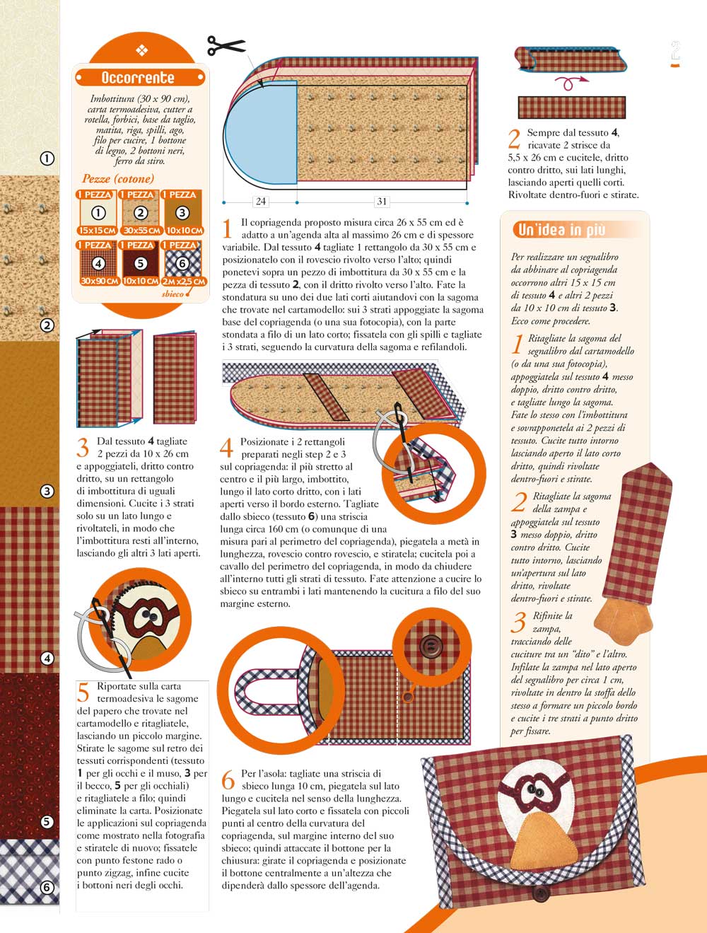 Copriagenda e segnalibro - schema cucito creativo