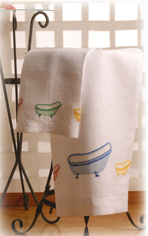 asciugamani con vasche - schema punto croce
