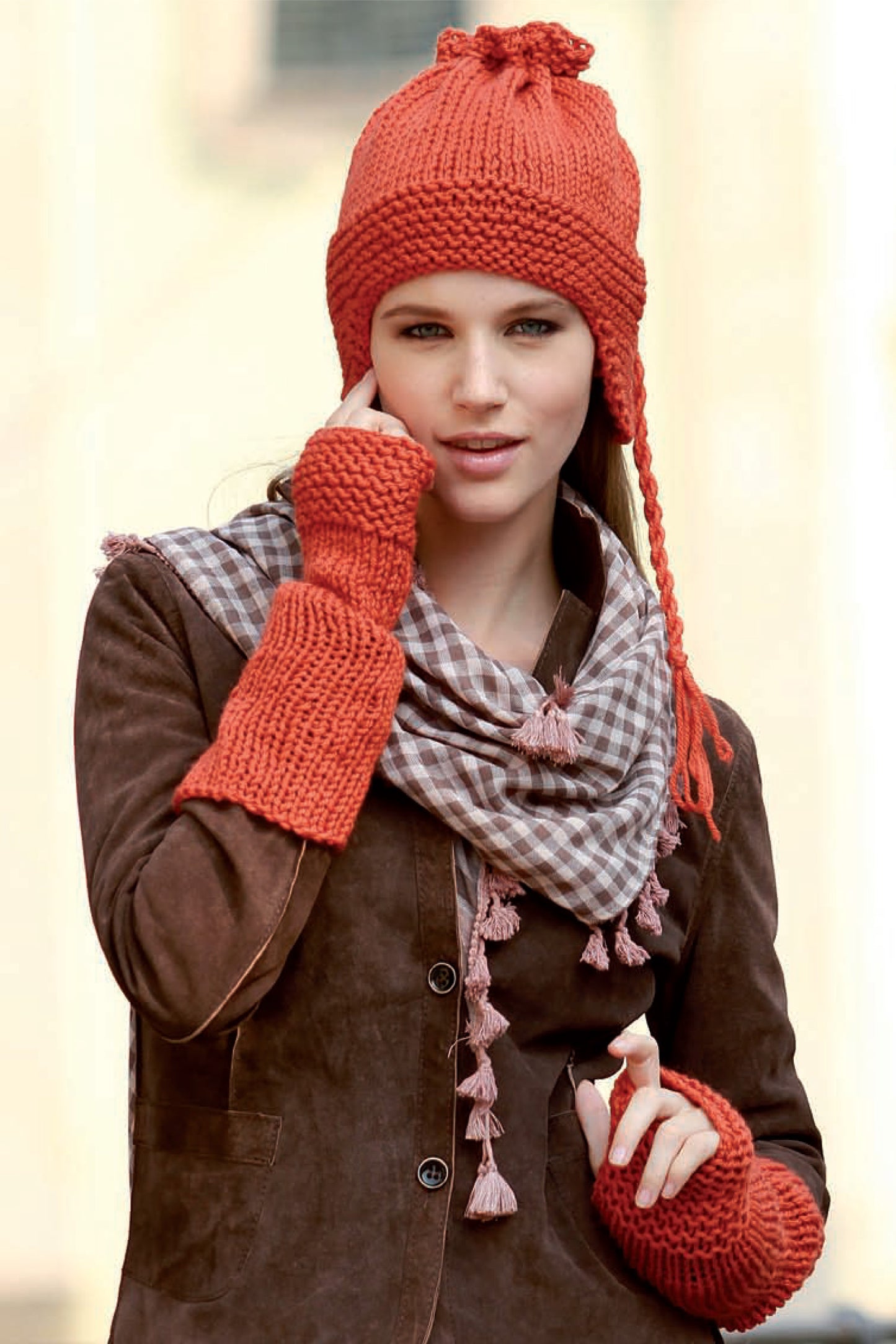 berretto e guanti orange twin - schema maglia