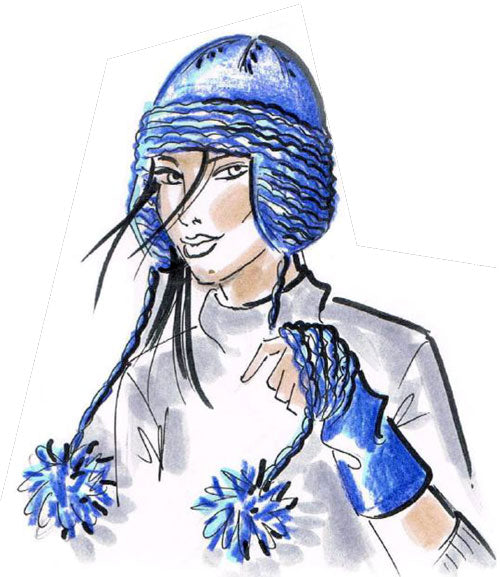 cappello e guanti pompom - schema maglia