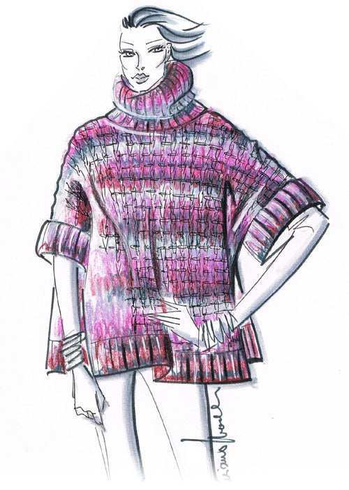 poncho pavone - schema maglia