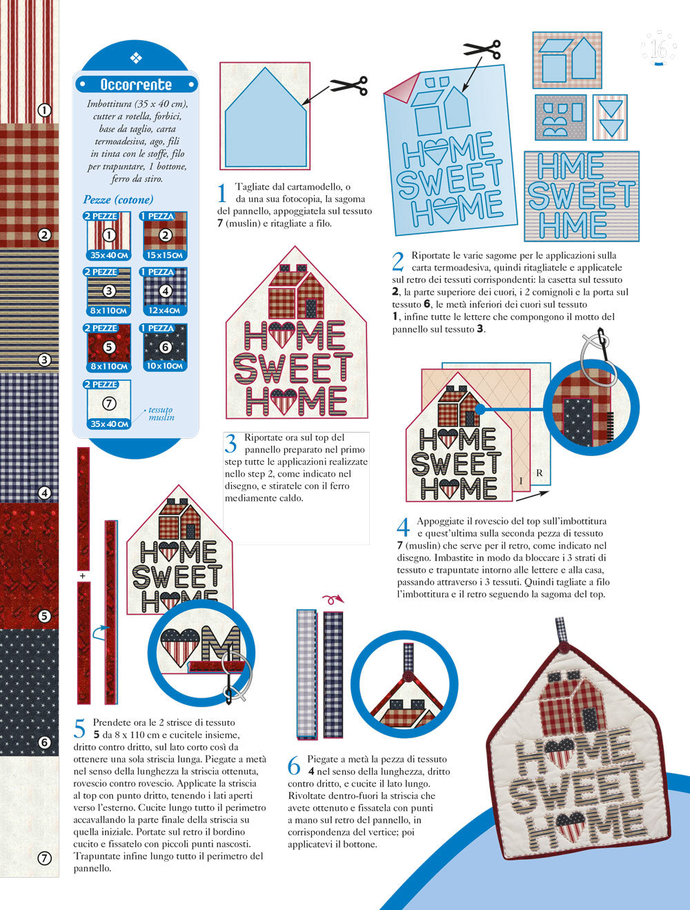 Tag home sweet home - schema cucito creativo