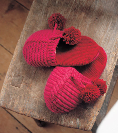 pantofole con pompon - schema maglia