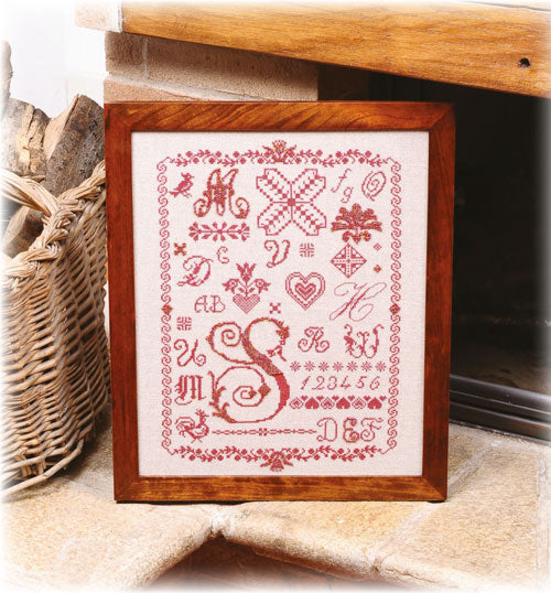 sampler rosso monocromo - schema punto croce