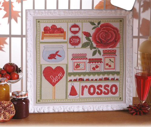 sampler rosso - schema punto croce